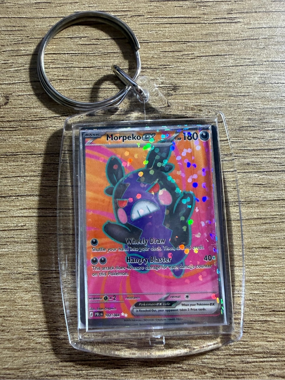 Morpeko EX Pink Holographic mini Keychain